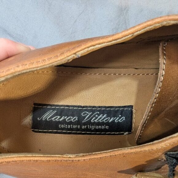 Marco Vittorio Brown Leather Double Monk Strap Cap Toe Dress Shoes Men Size 10.5 - Picture 8 of 13